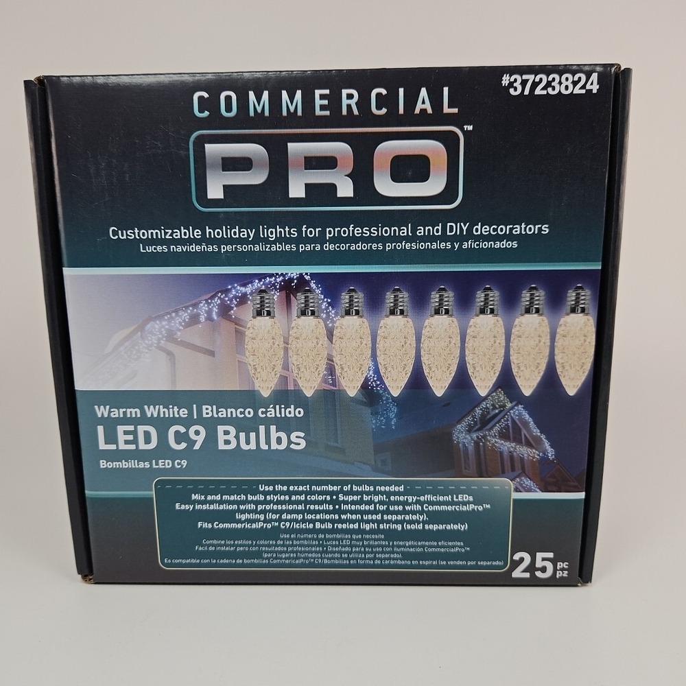 GEMMY Commercial‎ Pro 25 Ct C9 Warm White LED String Christmas Light Bulbs E17